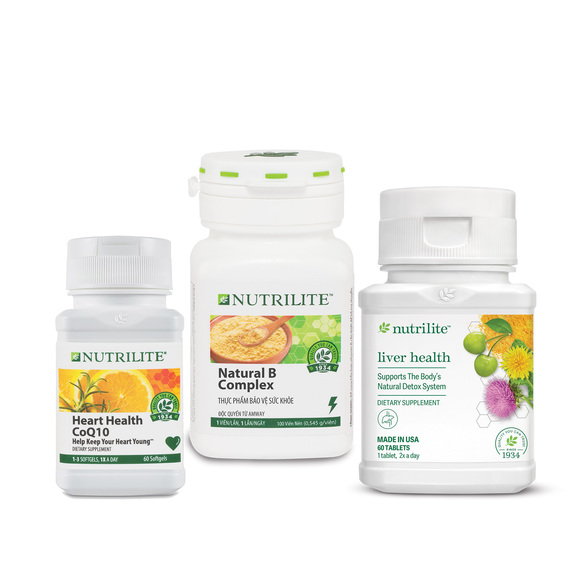 Bộ Dinh Dưỡng Hỗ Trợ Chăm Sóc Sức Khỏe Nam Giới (Nutrilite Natural B Complex, TP BVSK Nutrilite Heart Health CoQ10, Nutrilite Liver Health)